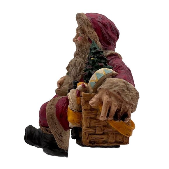 Vintage Whimsical Gnome Stocking Holder Santa w Presents Fun Shelf Sitter w Box - Picture 4 of 10